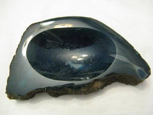 STONE ASHTRAY : 14.5cm LONG : 8cm WIDE : SIDE IS ROUGH STONE, TOP IS POLISHED