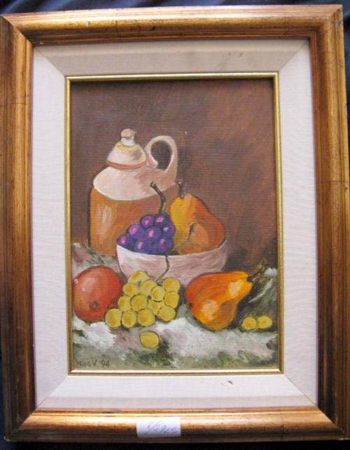 STILL LIFE : OIL : SIGNED - MIES V '94 : FRAMED SIZE 30.5 X 38.7 CM