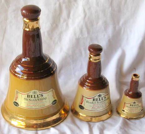 WADE : BELL'S SCOTCH WHISKY : EMPTY BOTTLES - 750ML, 200ML, 50ML : **NOTE - NO TOP FOR 50ML**