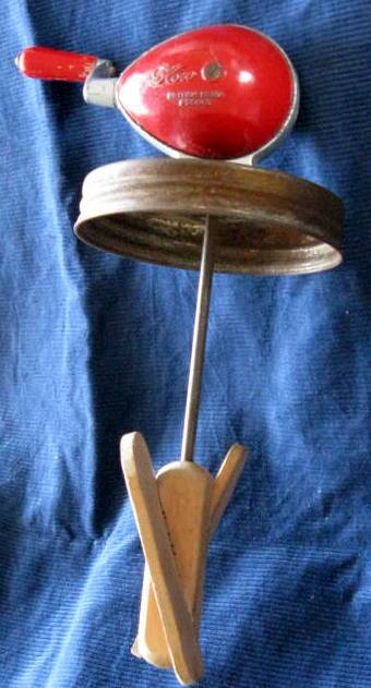 BUTTER CHURN (MECHANISM ONLY) : "BLOW" - BRITISH PATND : NO GLASS JAR : **NOTE RUST**