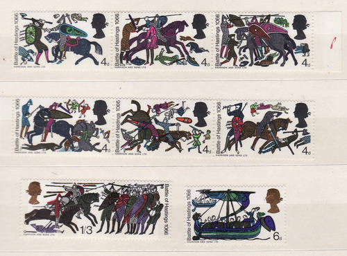 900th ANNIVERSARY OF THE BATTLE OF HASTINGS : SET OF 8 MINT STAMPS : UNHINGED