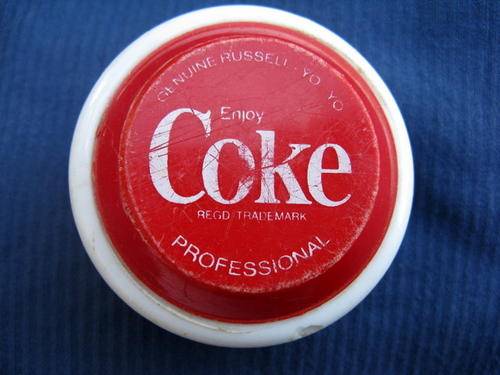 ENJOY COKE : GENUINE RUSSELL YO-YO - PROFESSIONAL : WOODEN PEG IN CENTRE : NO STRING