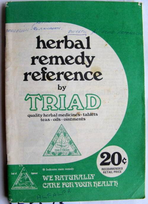 HERBAL REMEDY REFERENCE BY TRIAD  WRTING ON FRONT PAGE  THIN PAPERBACK