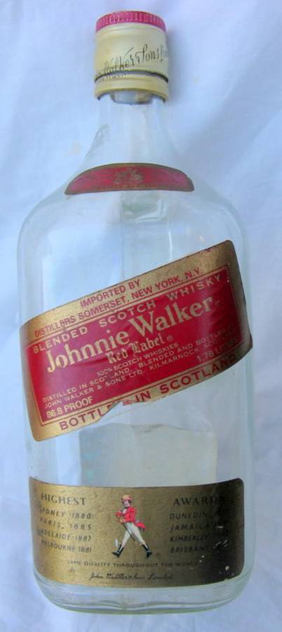 JOHNNIE WALKER : RED LABEL : SCOTCH WHISKY : EMPTY BOTTLE - 1.75L