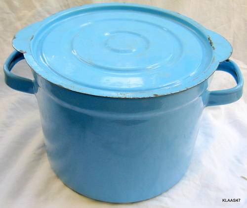 ENAMEL POT : KOCKUMS : SWEDEN : 22cm DIAMETER - 17.5cm DEEP