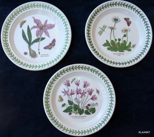 3 PLATES : 18.5cm DIAMETER : THE BOTANIC GARDEN : PORTMEIRON : 1972 : SUSAN WILLIAMS ELLIS - ENGLAND