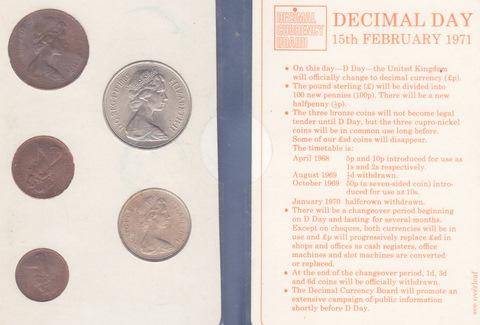 BRITAIN'S FIRST DECIMAL COINS : 15th FEBRUARY 1971 : 5 COINS
