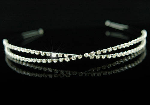 Bridal 2 Row Crystal Rhinestone Headband Tiara