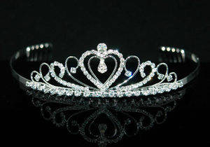 Heart Rhinestone Crystal Tiara Comb