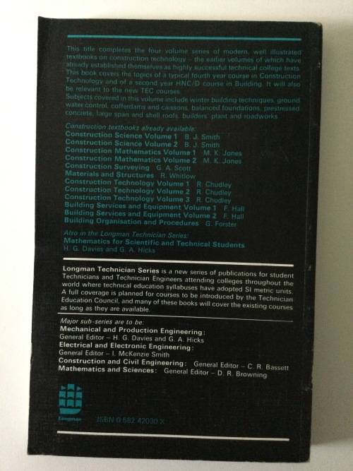 Construction Technology, Volume 4, R Chudley, 1979