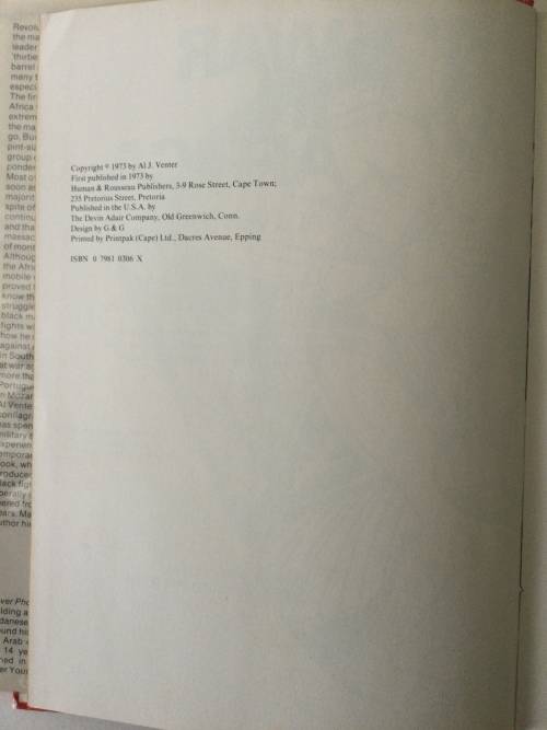 War In Africa, AL J Venter, 1973, first edition