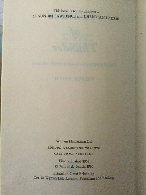 The Sound of Thunder, Wilbur Smith, 1966, first edition