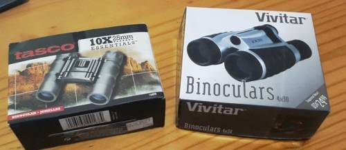 Tasco 10 x 25 and Vivitar 4 x 30 Binoculars