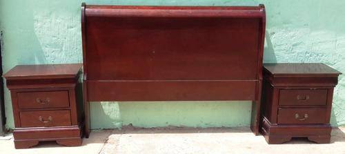 Sleigh Headboard with 2 Pedestals