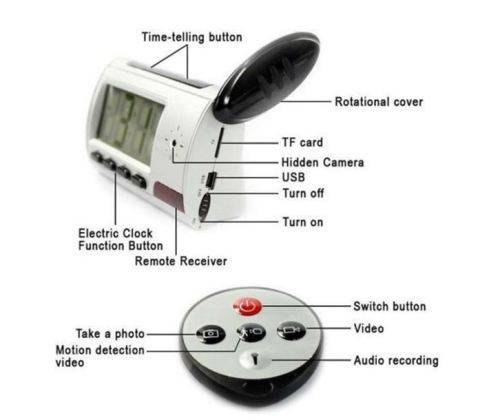 Camera Alarm Clock Micro Hidden Nanny Cam Motion Detection Mini DV DVR Video Spy