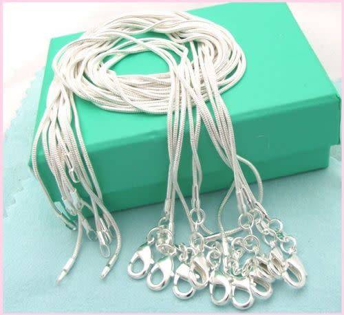 925 sterling solid silver 1MM snake chain necklace