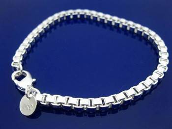 925 sterling silver venetian link bracelet 4mm 8inch