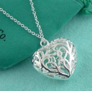 2013 newest jewelry solid silver chic heart necklace