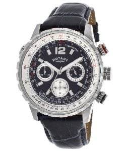Men's Chronograph Black Textured Dial Blue Genuine Leather
