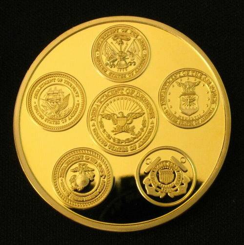 American Eagle Five Army Badge Gold Plated Coin Token