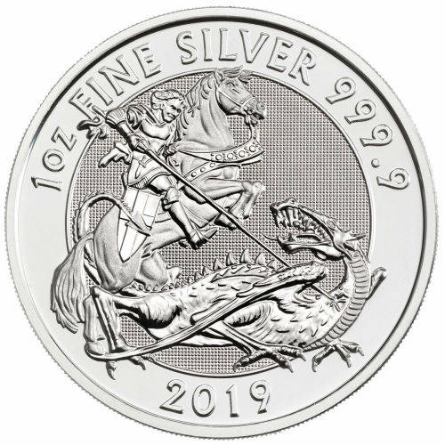 2019 Great Britain 1 oz Silver Valiant St. George £2 pound Coin