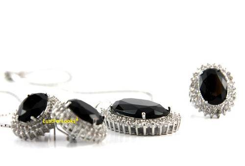 R2999 *Silver Plated** Swarovski Elements ** Wedding Or Party Set ** Necklace - Earings - Ring - **