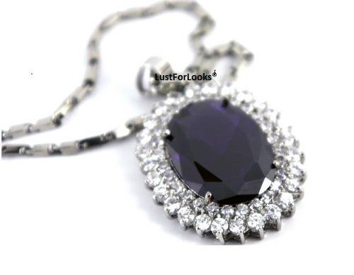 *** Truly Stunning *** Dark Purple Necklace *** Silver Plated *** Swarovski Stones *** Don't Miss it