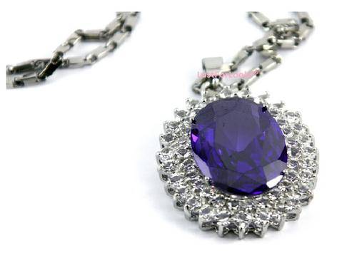 ***Made By Swarovski Elements *** Purple Oval Stone *** Crystal Silvers *** Beautiful Necklace