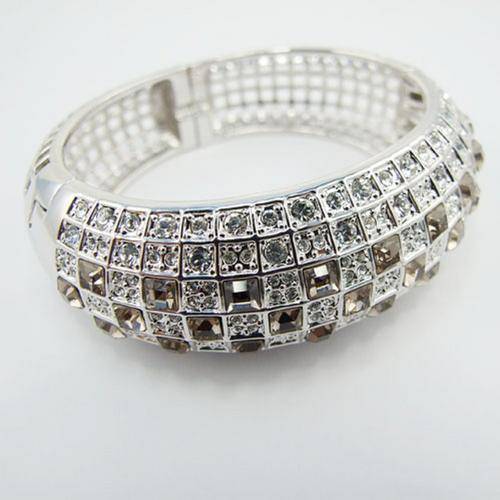 R3999 **Made By Swarovski Elements ** Silver Bangle With More Than 100 Swarovski Stones ** Beauty