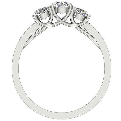 14ct White Gold 3 Stone Engagement Diamond Ring : 1.15ct Natural Diamonds SI1 / Colour G