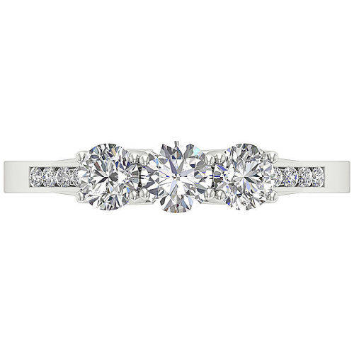 14ct White Gold 3 Stone Engagement Diamond Ring : 1.15ct Natural Diamonds SI1 / Colour G