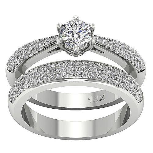14ct White Gold Bridal Ring Set : 1.00ct Natural Diamonds I1 / H : 2 RINGS * R25 500 *