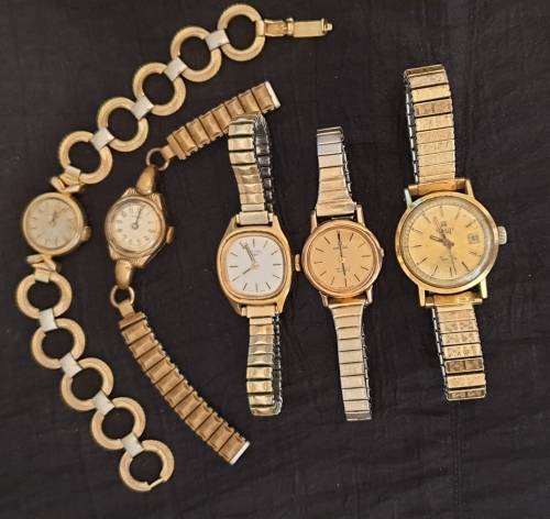 Beautiful Collection of 5 1940's-1970's Ladies Wrist Watches TISSOT / OMEGA / ROTARY