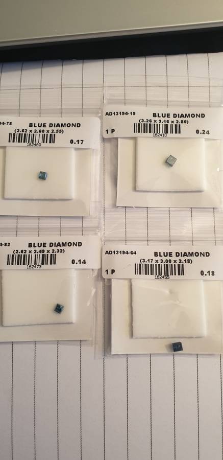 8 Princess Cut Natural Fancy Deep Blue Diamonds totalling 1.25cts Sold as one Lot *R75 000