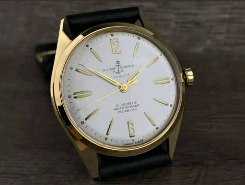 Superb Vintage 1960's Ulysse Nardin 18k Gold Plated Men's Automatic Wristwatch - Mint Condition
