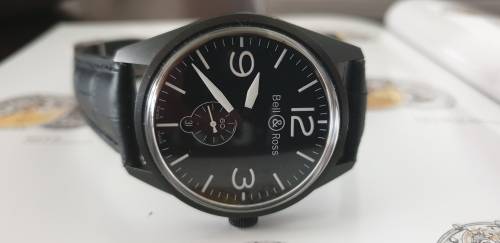 Men's Bell & Ross Vintage BR123 Automatic Black with Original Box - 9.5/10 !