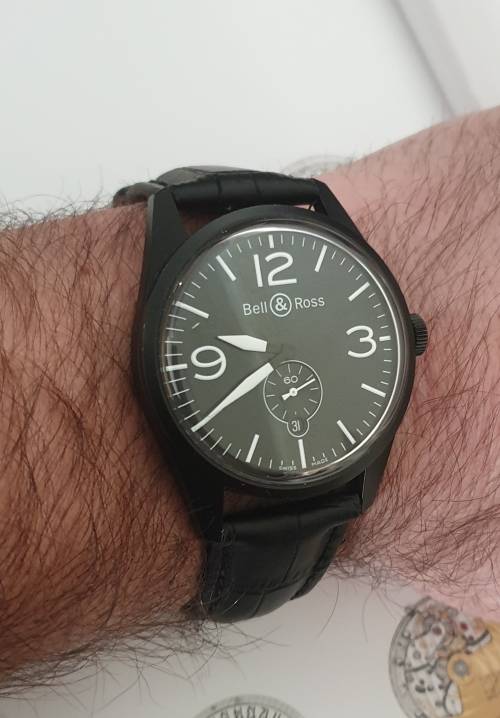 Men's Bell & Ross Vintage BR123 Automatic Black with Original Box - 9.5/10 !