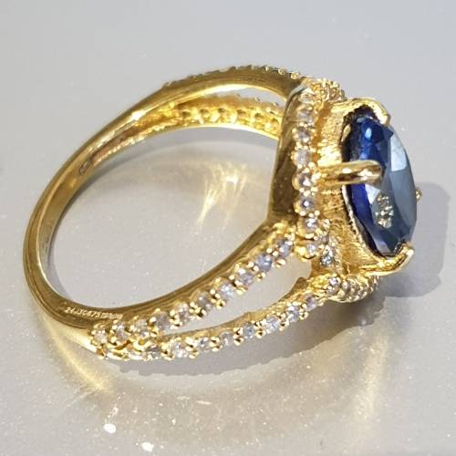 IGI Certified Breathtaking 14K YELLOW Gold Ring 1.60ct Natural Diamonds & Untreated VS Tanzanite