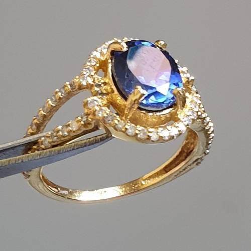 IGI Certified Breathtaking 14K YELLOW Gold Ring 1.60ct Natural Diamonds & Untreated VS Tanzanite