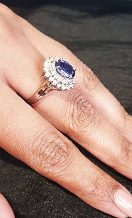 EGL CERTIFIED Breathtaking 14K White Gold Ring 1.85ct Natural Diamonds & Untreated Tanzanite