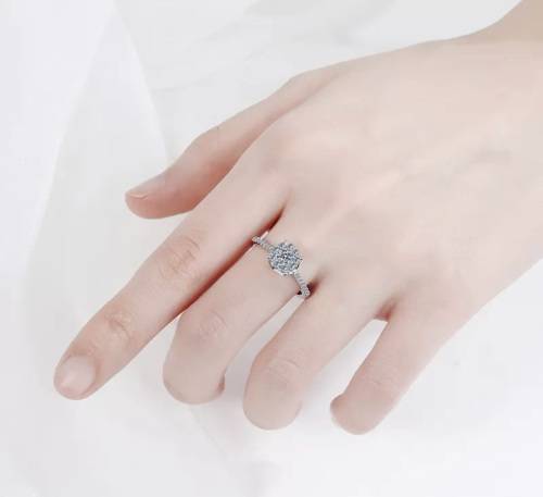 VVS1/D Certified 1.25ct Brilliant Round Moissanite Halo Engagement ring 18K White Gold over .925