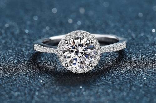 VVS1/D Certified 1.25ct Brilliant Round Moissanite Halo Engagement ring 18K White Gold over .925