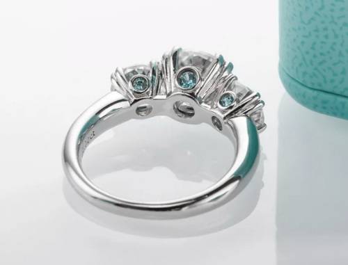 Certified 3.00ct Brilliant Round Cut Moissanite Trilogy Ring Double 18K White Gold over Sterling