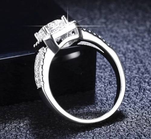 Certified 1.5ct Brilliant Round Cut Moissanite Ring Double 18K White Gold over Solid Sterling Silver