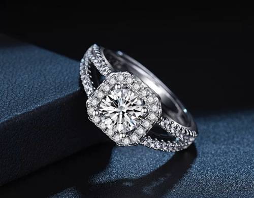 Certified 1.5ct Brilliant Round Cut Moissanite Ring Double 18K White Gold over Solid Sterling Silver