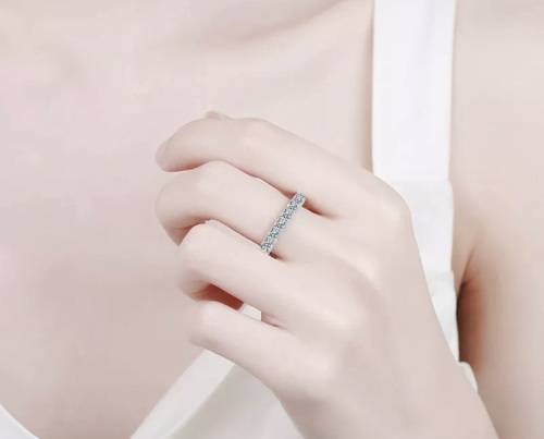 3.20cts Fully Loaded Moissanite Eternity Ring | Double 18K White Gold over Sterling Silver