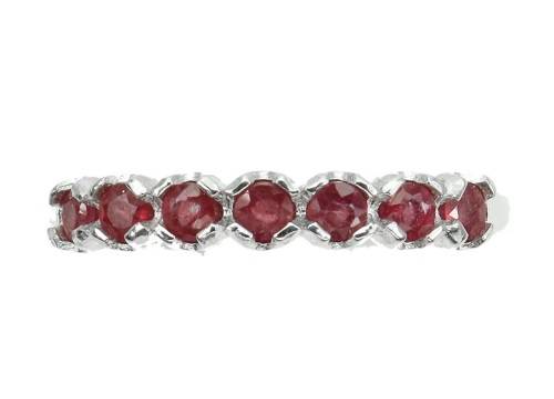 Natural Mined Vivid Red Ruby Cocktail Ring | 18K White Gold over Solid .925 | Size N / 7