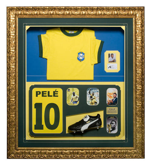 Pele - Autographed 'Puma' Boot and replica 1972 Brazil Jersey