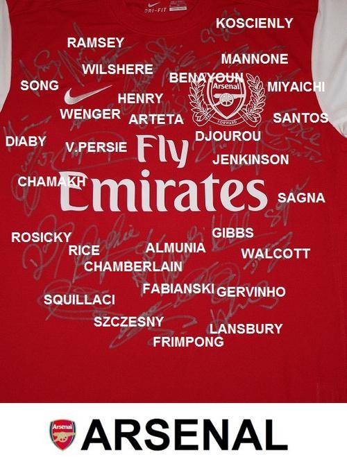 Arsenal FC 2012 Autographed / signed Team Home Jersey with LOA SALE!