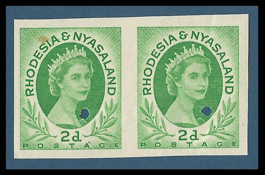 Rhodesia & Nyasaland SACC3 2d green Proof Pair